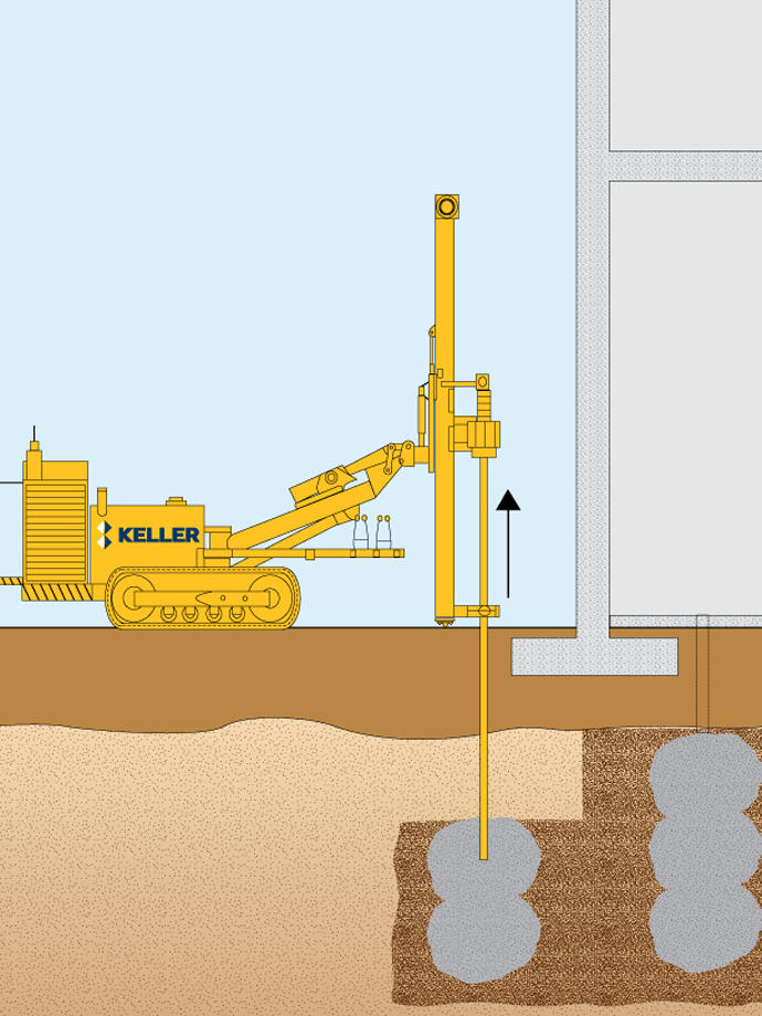 Keller rig performing compaction grouting